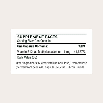 THORNE - Vitamin B12 - as Methylcobalamin - Supports Heart & Nerve Health, Blood Cell Function, Restful Sleep & Methylation* - Third-Party Certified THORNE