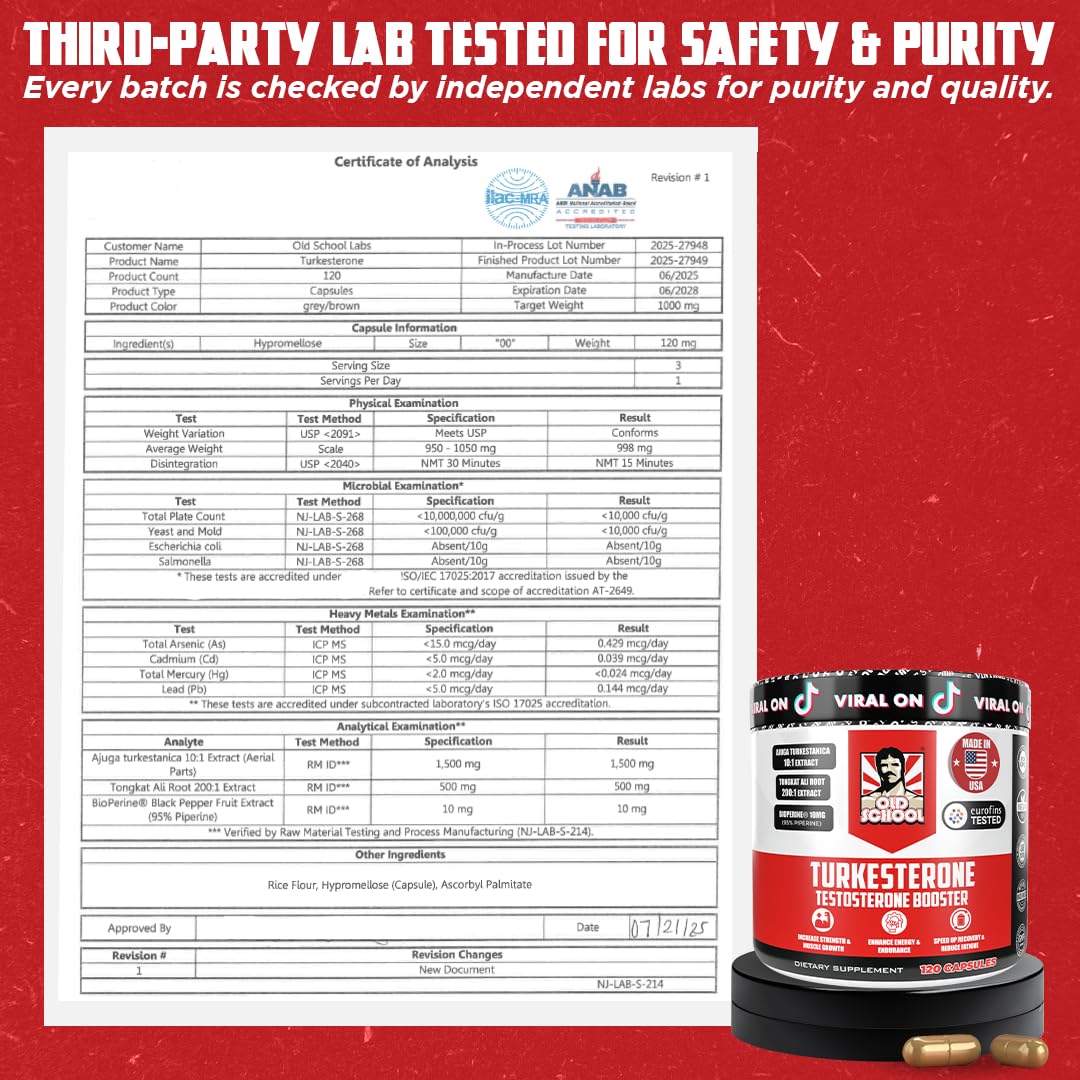 Old School Labs  Supplement for Men – Max Potency Tongkat Ali with BioPerine® for Max Absorption, Supports Muscle, Strength, Recovery, Drive & Stamina – Turkesterone, 120 Capsules Old School Labs buy australia supplements