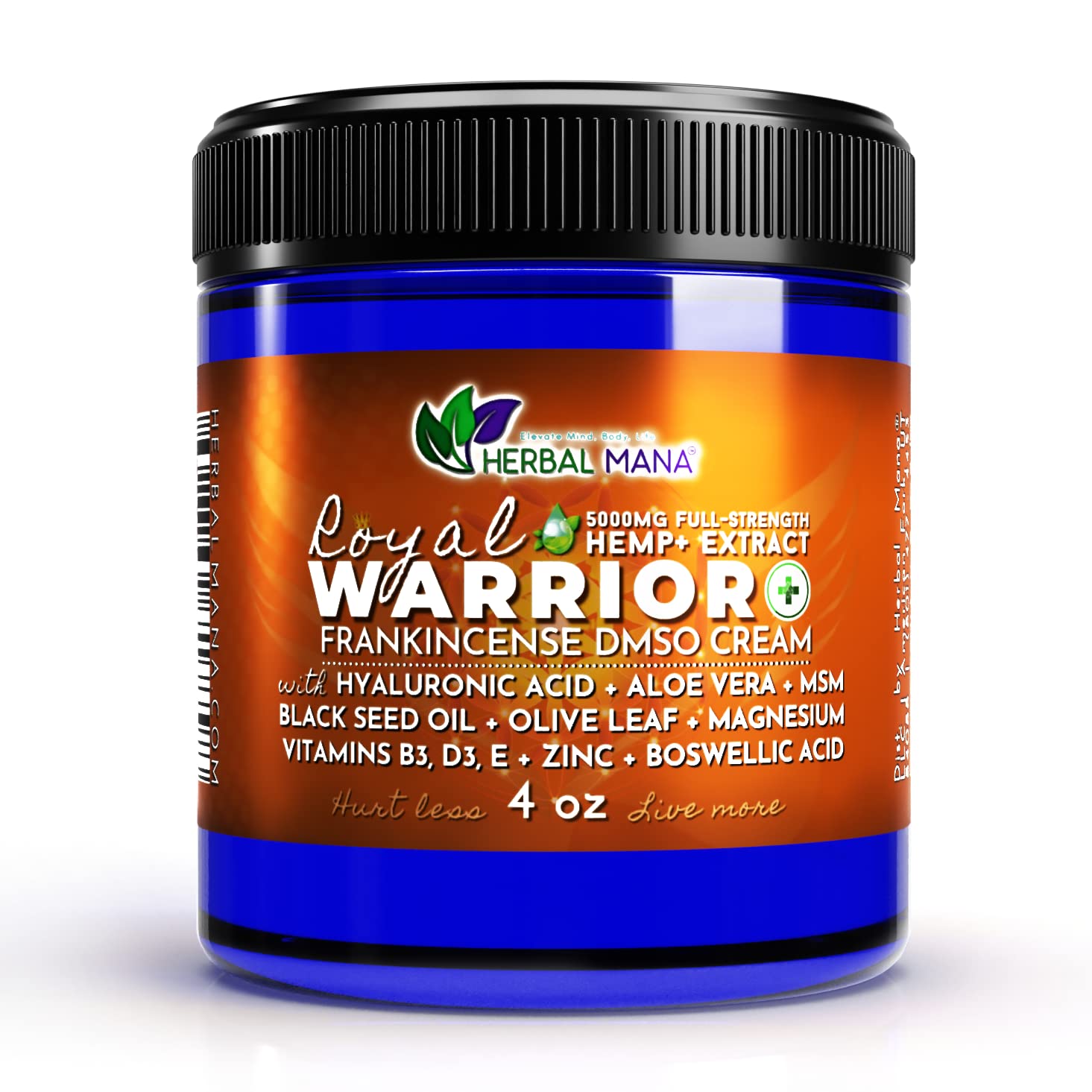 Herbal Mana Royal Warrior with 5000mg Hemp Lotion - 99.9% Pure DMSO Cream