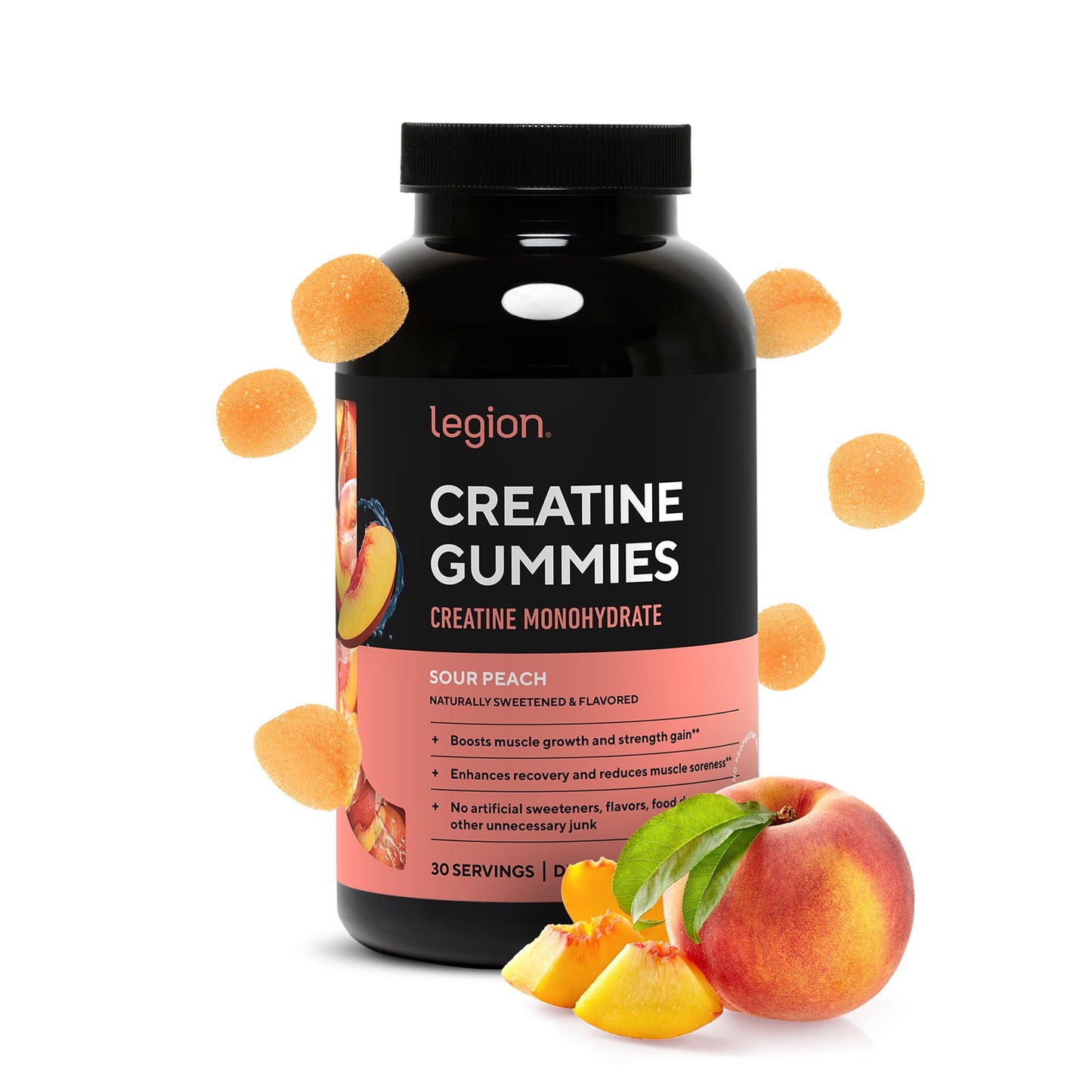LEGION Creatine Monohydrate Gummies for Men & Women – Clean Chewable Creatine Supplement for Strength, Endurance & Muscle Recovery – 30 Lemon Drop Flavor Servings – No Artificial Flavors