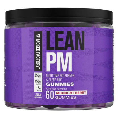 Jacked Factory Lean PM Weight Loss Gummies - Night Time Fat Burner & Appetite Suppressant Sleep Supplement with Melatonin & Ashwagandha Jacked Factory