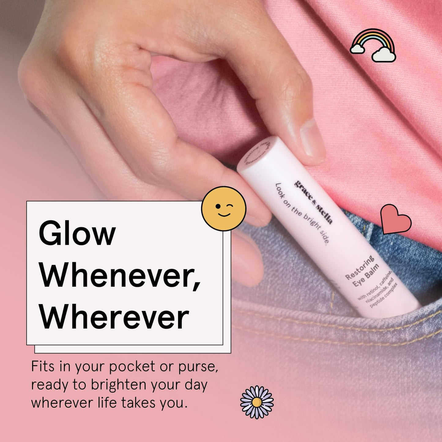 grace & stella Under Eye Brightener Balm Stick - Travel Size Toiletries - Retinol & Caffeine Eye Cream grace & stella