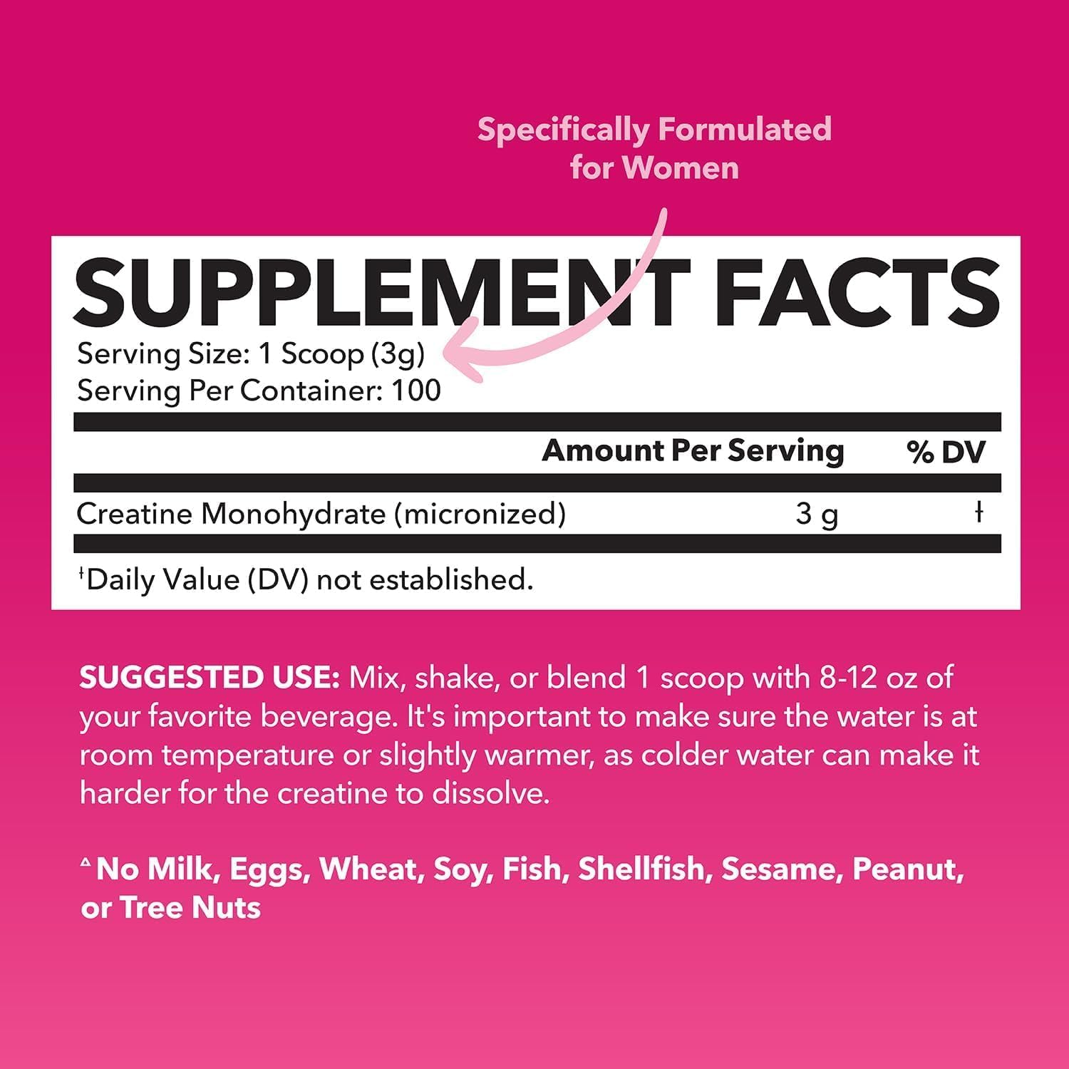 Creatine for Women, Unflavored, 300gm, 3g, Energy & Lean Muscle Support | Micronized Creatine Monohydrate Per Serving, Mental Clarity Support, Post Workout Recovery, Non-GMO, 100 Servings, Vegan Gsupps Australia
