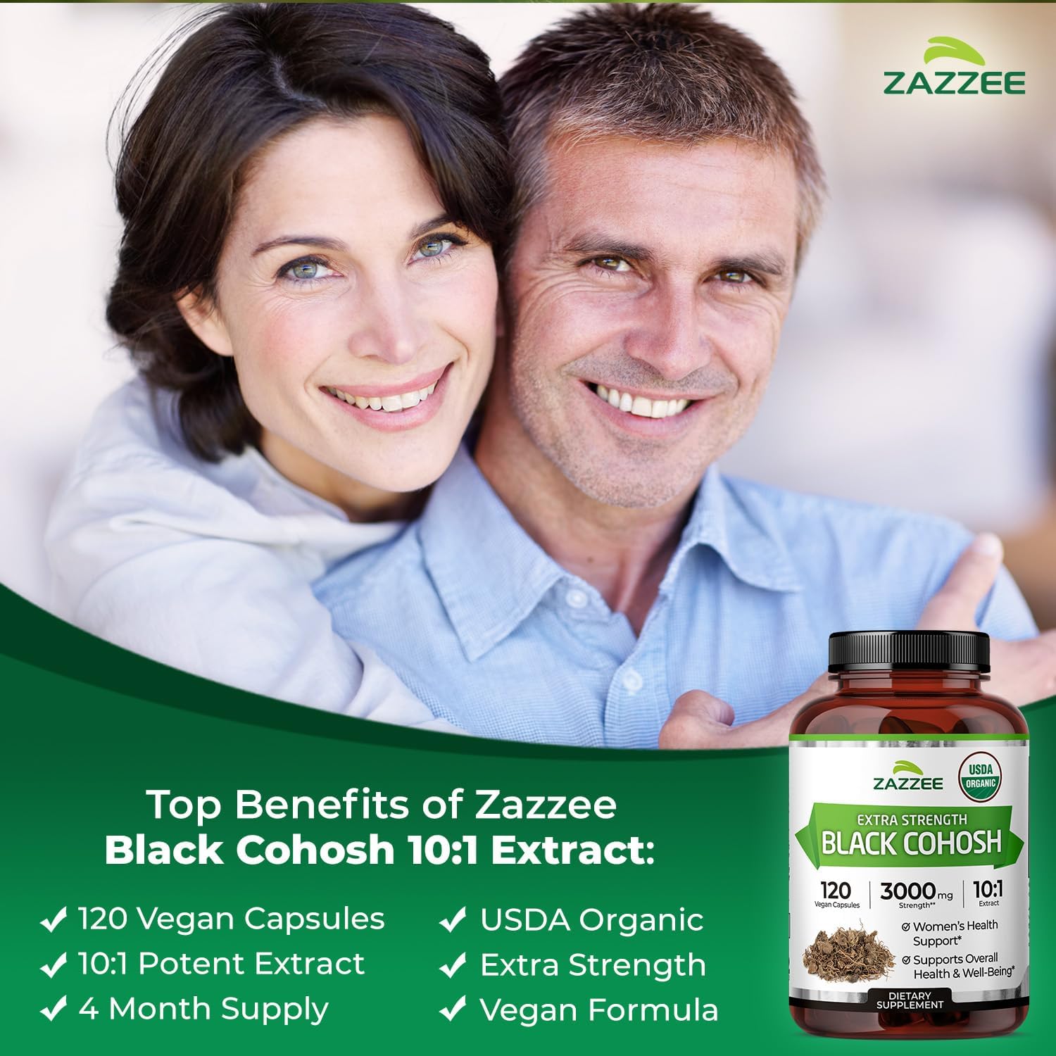 Zazzee USDA Organic Black Cohosh 10:1 Extract, 120 Vegan Capsules | 4 Month Supply, Actaea Racemosa, Women’s Health & Hormonal Balance Support, All-Natural, Non-GMO, Made in the USA Gsupps Australia