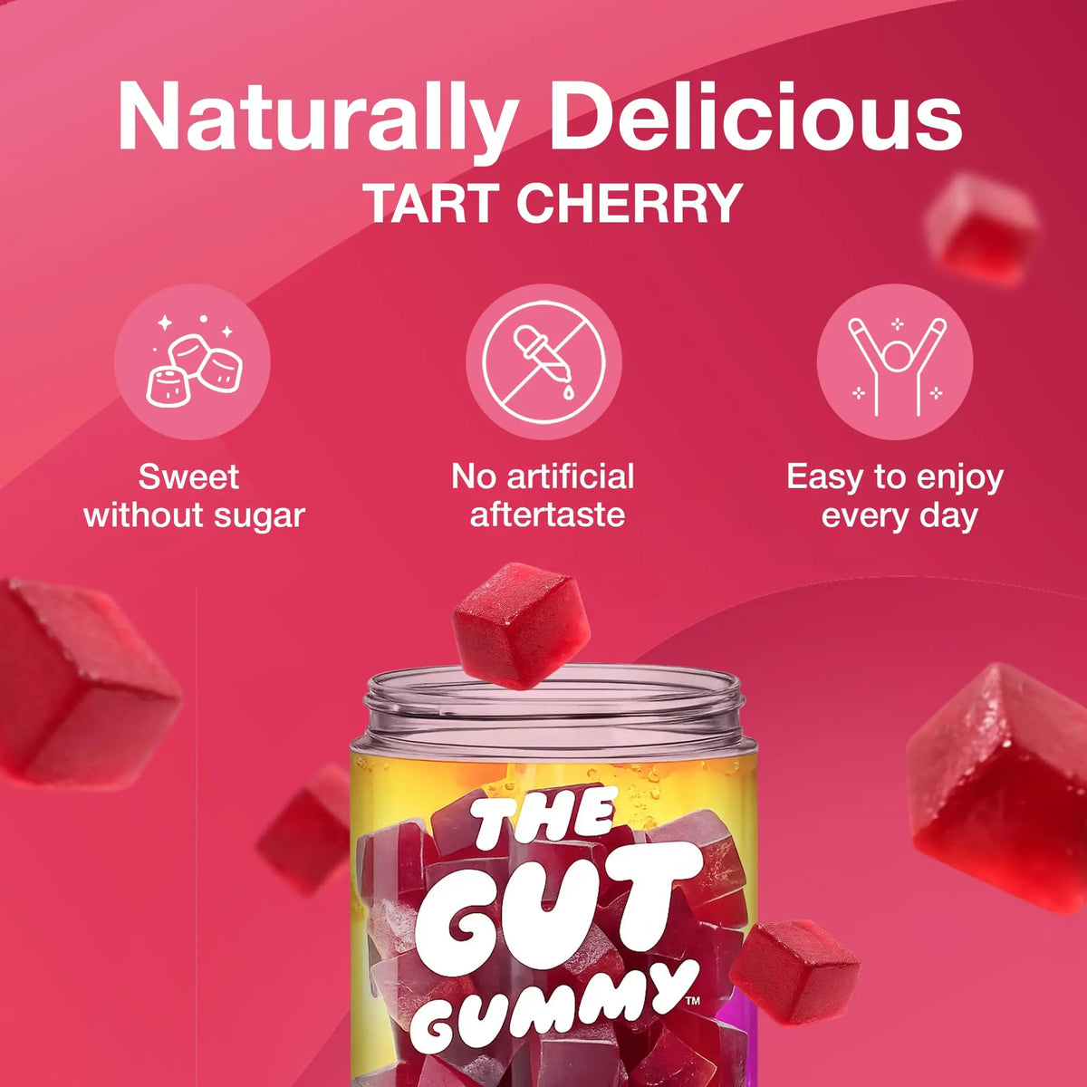 The Gut Gummy, 360° Daily Gut Reset, Full-Spectrum Tribiotic for Women & Men, Prebiotics Probiotics Postbiotics for Bloating, Belly Fat, Skin & Immune Support, Sugar Free Tart Cherry Gummies, 60 Count The Gut Gummy