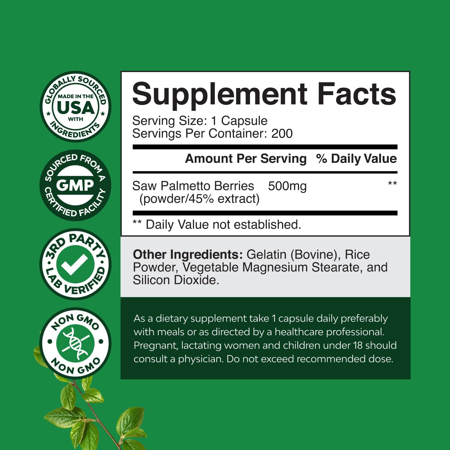 Extra Strength Saw Palmetto Extract - Advanced Herbal Complex for Hair Health and Urinary Support with Plant Sterols & Flavonoids - Potent Herbal Supplement with 500mg per Serving - 100 Count Gsupps Australia