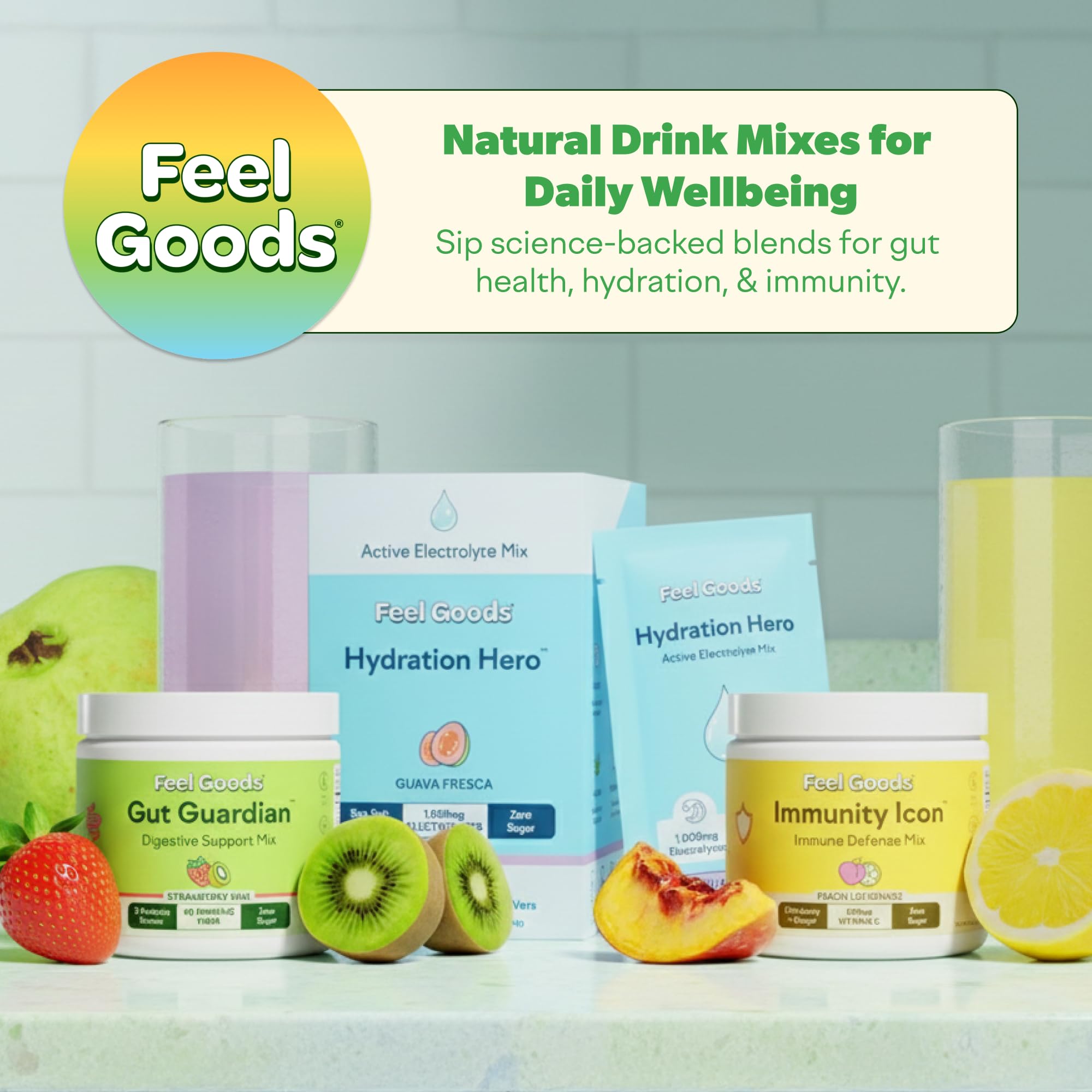 Feel Goods Gut Guardian, Gut Health Powder Packets - Probiotic Fiber with Prebiotics & L Glutamine for Digestive Health, Bloating Relief & Digestion Support, Gut Cleanse