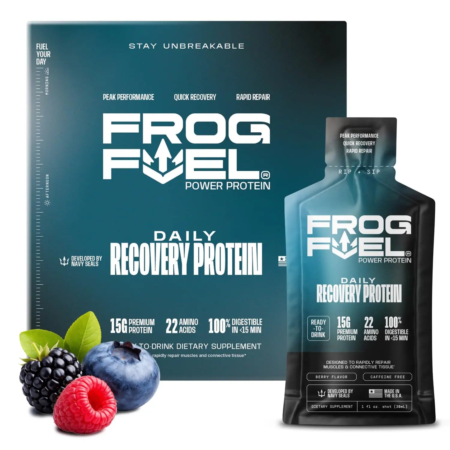 Frog Fuel Power Regular Complete Liquid Protein Shot, 15g, Nano Hydrolyzed & Grass Fed Collagen, Post Workout, Gluten Free, Fat & Sugar Free Frog Fuel