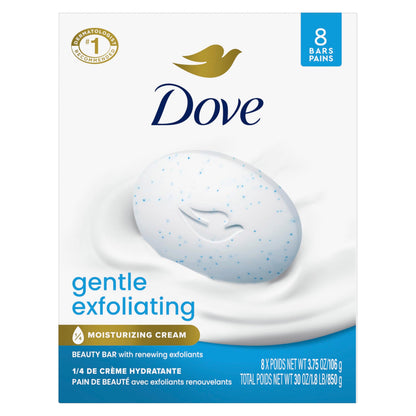 Dove Gentle Exfoliating Beauty Bar Soap , Renewing 8 Count 3.75 oz Dove