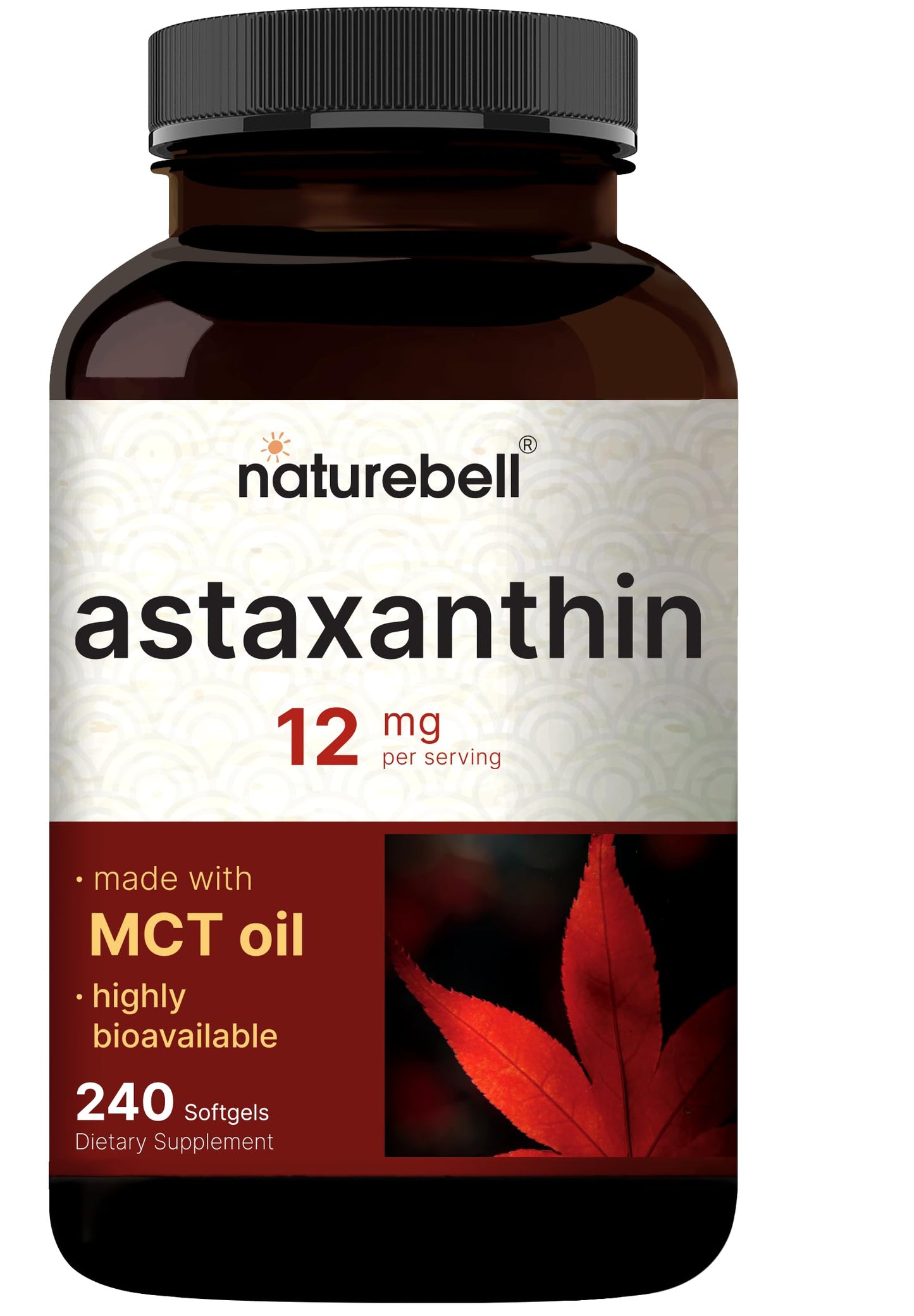NatureBell Maximum Strength Astaxanthin 12mg, 240 Softgels - 4 Month Supply - Natural Antioxidant from Haematococcus dailyvitalstore