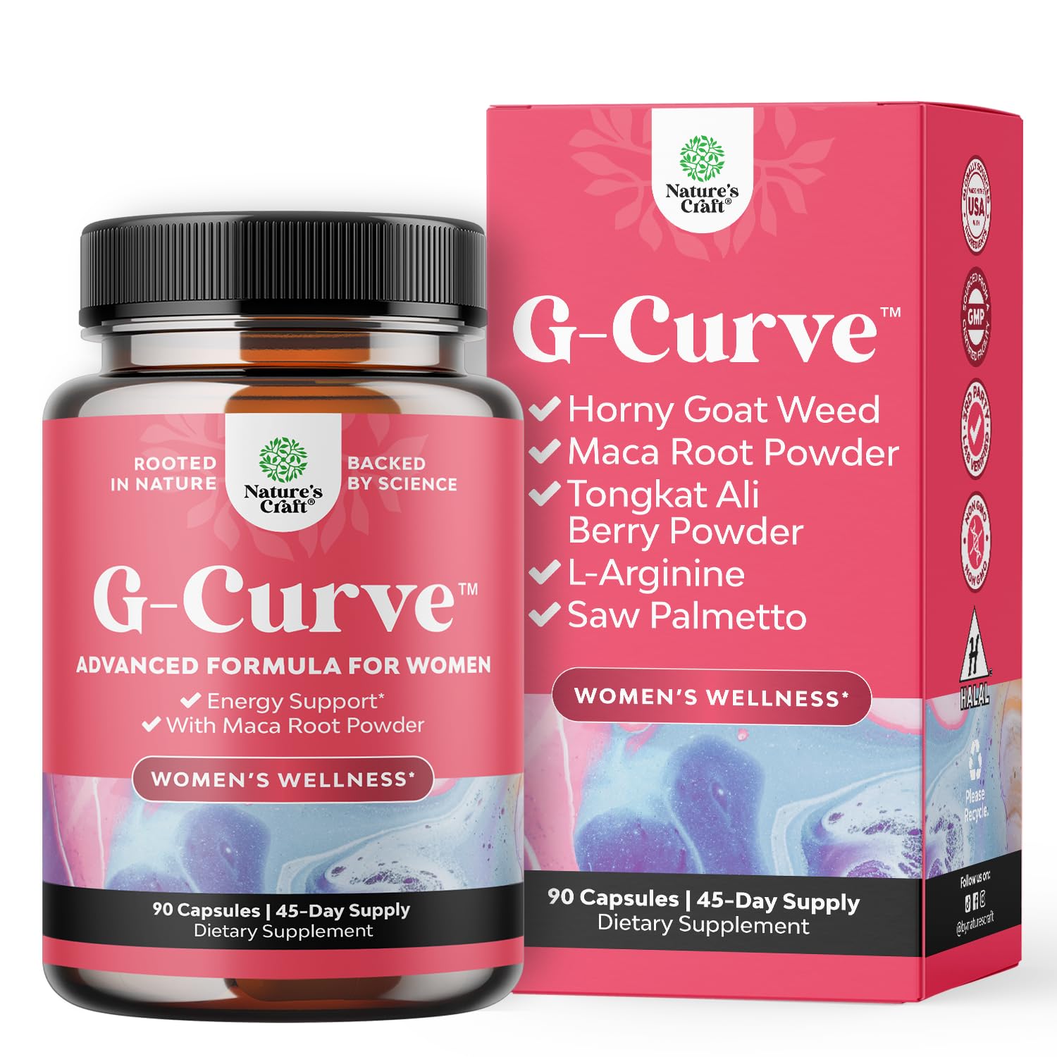 G-Curve Butt and Breast Growth Capsules - Horny Goat Weed Muira Puama & Maca Root for Butt Growth Support - Advanced Herbal Formula - Supports Bigger Butt & Bigger Breast - Easy to Swallow - 60 Count Gsupps Australia