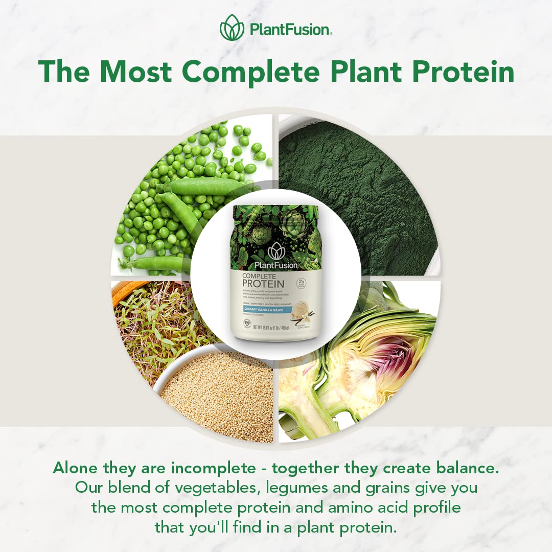 PlantFusion Complete Vegan Protein Powder - Plant Based Protein Powder With BCAAs, Digestive Enzymes and Pea Protein - Keto, Gluten Free, Soy Free, Non-Dairy, No Sugar, Non-GMO - Vanilla Bean 2 lb PlantFusion buy australia supplements