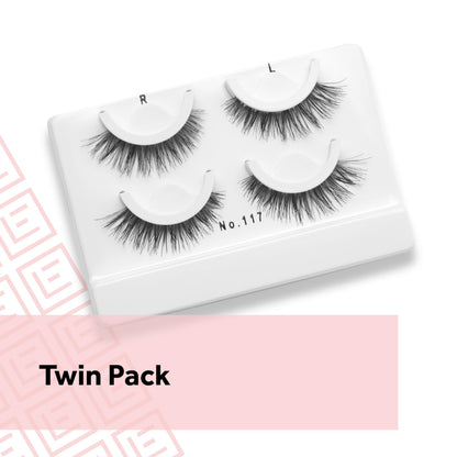 Eylure Pre-Glued Wispy Light Texture Eyelashes, No.117, Twin Pack Eylure