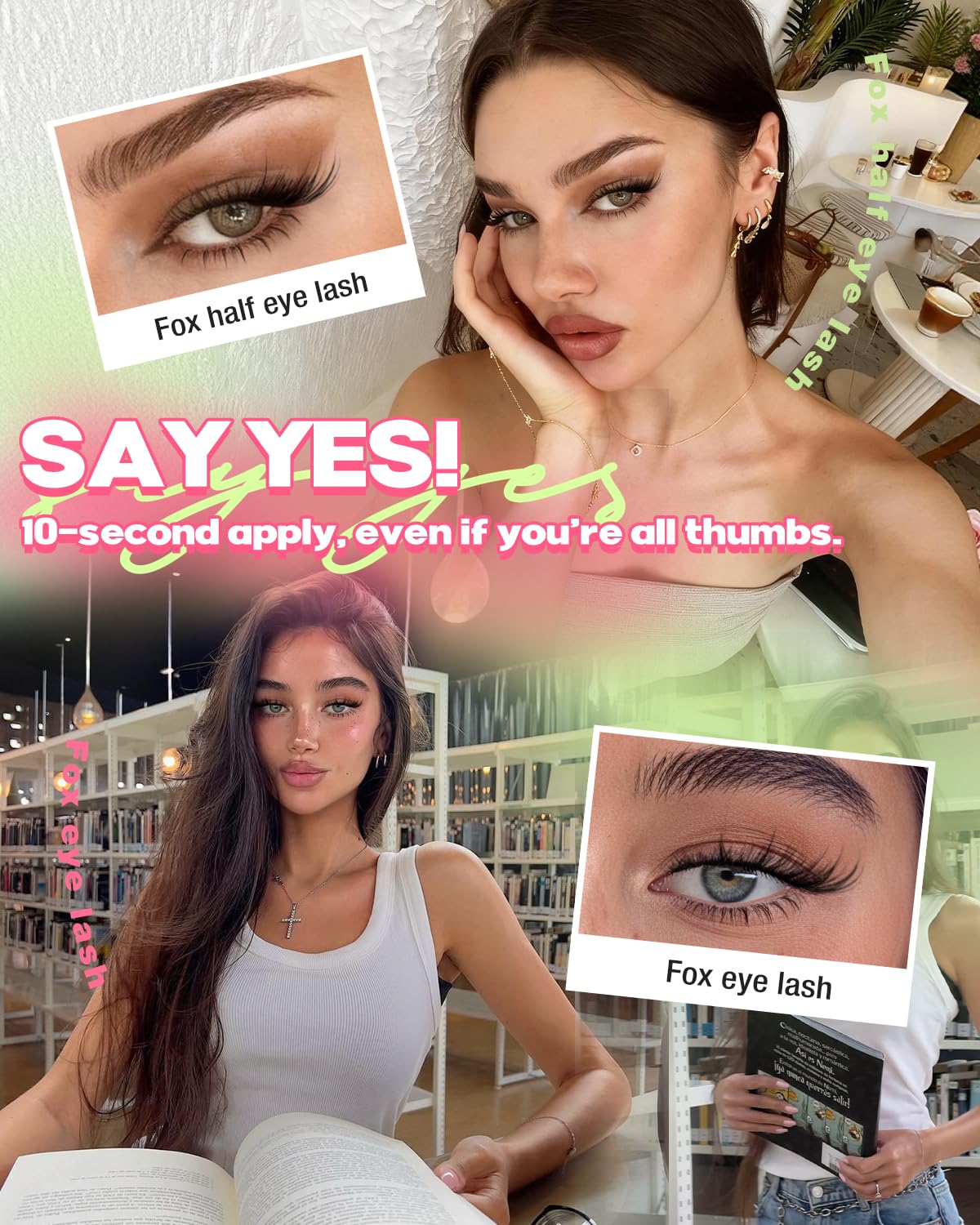 Focipeysa Wispy Lash Clusters Spiky Eyelash Clusters 10-18mm Eyelash Extensions Fox Eye Eyelash Right Left Individual Lashes Foxtail Lashes Thin Soft Lash Extension Waterproof Lash Cluster Focipeysa