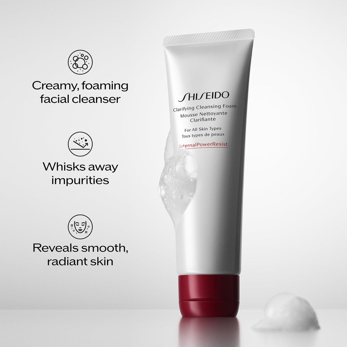 Shiseido Clarifying Cleansing Foam - 125 mL - Cleanses, Balances & Removes Impurities for Smoother, Radiant Complexion - For All Skin Types Shiseido