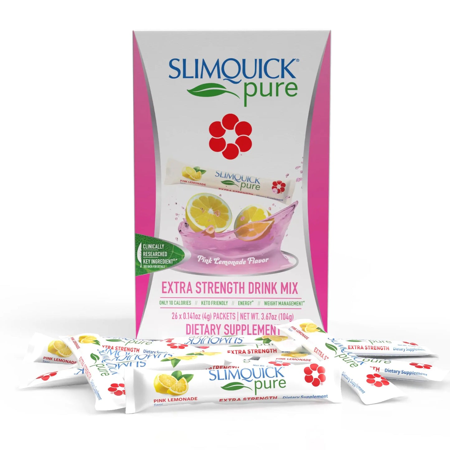 SlimQuick Pure 3X Extra Strength Drink Mix Packets, Metabolism & Weight Management for Women, Helps in Fat Breakdown, with Green Tea, Caffeine, Chaste Tree, SlimQuick
