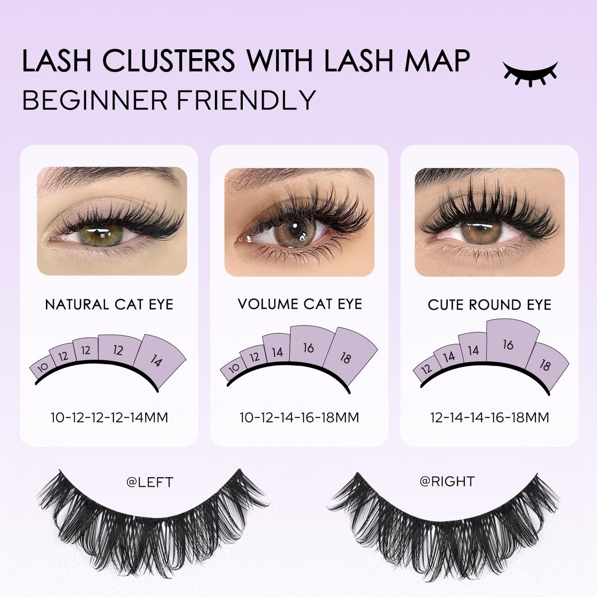 SOFENIDA Lash Clusters Kit Wispy Lash Clusters Cluster Eyelash Extensions 10-18mm Lash Extension Kit Eyelash Cluster Eyelash Extensions Waterproof DIY Individual Lashes Clusters with Soft Thin Band SOFENIDA