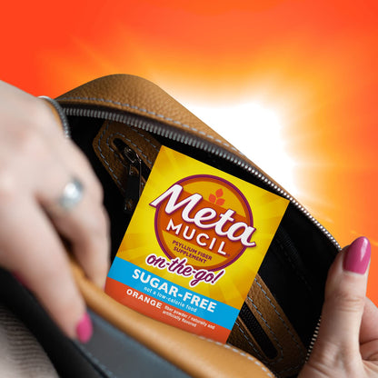 Metamucil On-the-Go Packets, Sugar-Free, 44 Packets, 4-in-1 Psyllium Husk Fiber Supplement, Orange Flavored, Individual Servings Great for Travel Metamucil