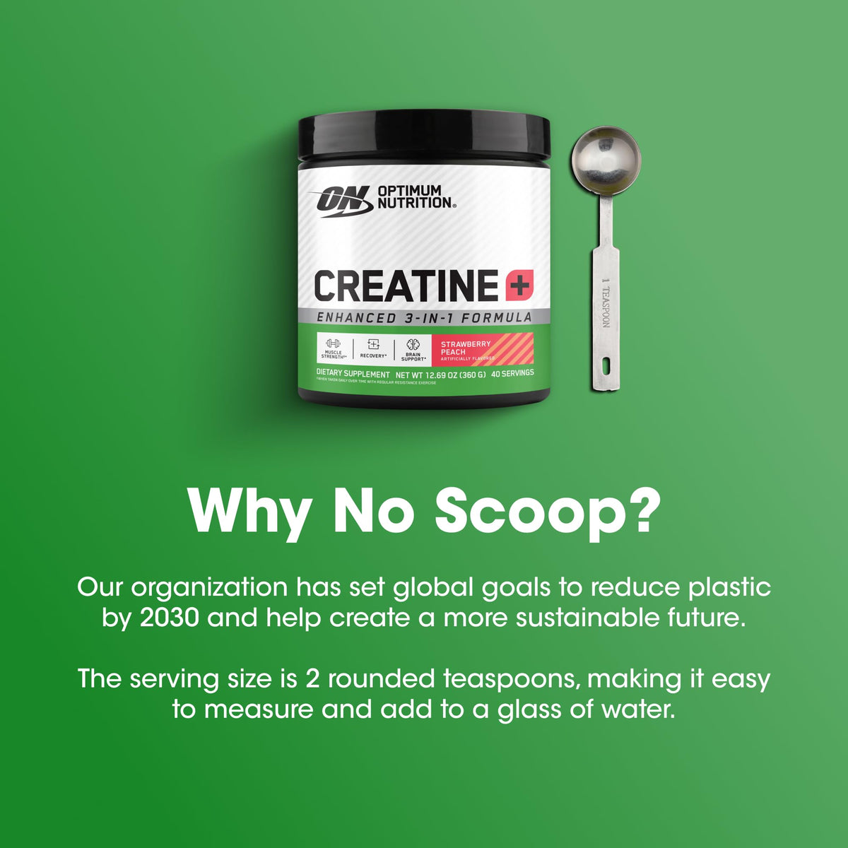 Optimum Nutrition Creatine Monohydrate Plus Powder, Strawberry Peach Flavored Creatine Performance Blend, with Electrolytes for Hydration, Added Vitamins Optimum Nutrition