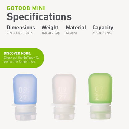 humangear GoToob+ 3-Pack, Large (3.4 fl oz), Clear/Purple/Teal | Refillable & Leak-Proof Silicone Travel Size Bottles with Locking Cap for Toiletries, Camping & TSA Carry-On Gsupps Australia