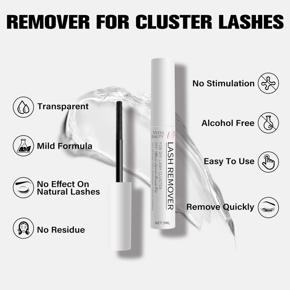 VEYESBEAUTY Lash Glue Remover Eyelash Remover for Individual Lash Clusters VEYESBEAUTY