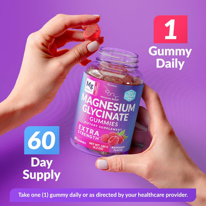Magnesium Glycinate Gummies 400mg, Muscle Support and Relaxation, Magnesium Supplement for Women, Men and Kids, High Absorption, Sugar Free, BE&LANCY