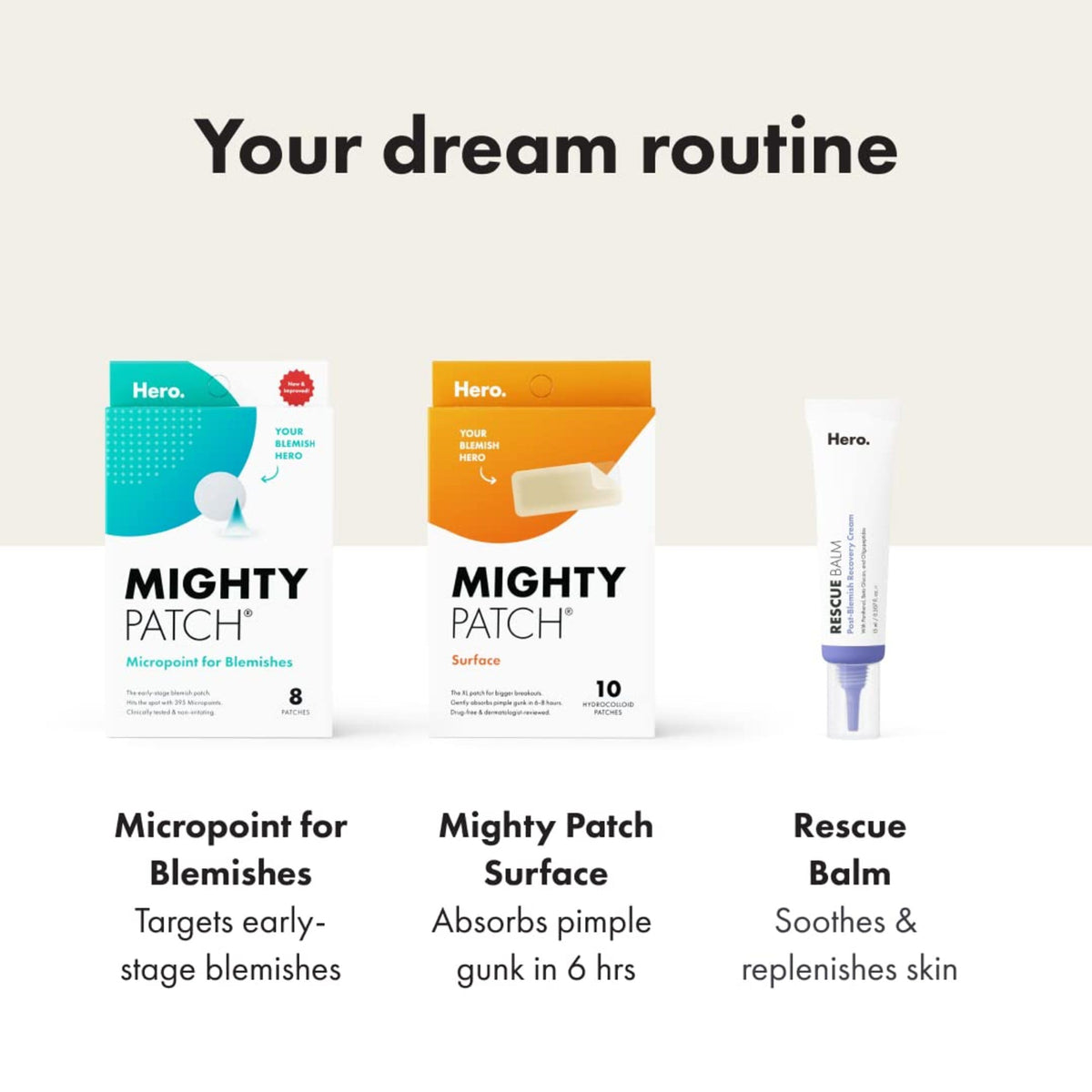 Hero Cosmetics Mighty Patch Surface Large Acne Pimple Patches, 10 Ct Mighty Patch