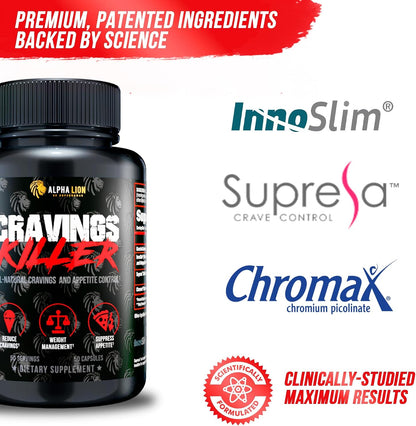 Alpha Lion Cravings Killer Supplement with Saffron Extract & Garcinia Cambogia Extract for Metabolism & Diet Support, Helps Control Hunger & More (50 Capsules)