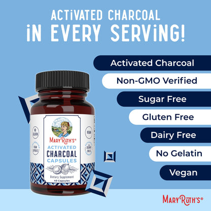 MARYRUTH'S Organics Activated Charcoal Capsules | Substance Adsorption | Derived from Coconut Shells | Vegan Capsules from Pine Trees MARYRUTH'S