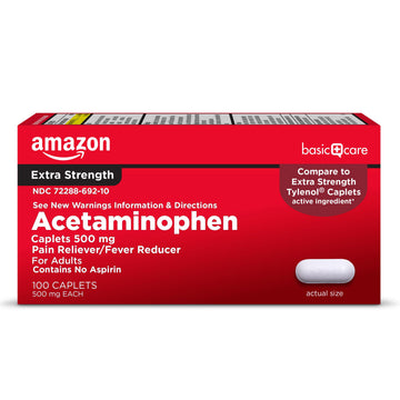 Amazon Basic Care Extra Strength Pain Relief, Acetaminophen Caplets, 500 mg, Pain Reliever/Fever Reducer, 100 Count Amazon Basic Care buy australia supplements
