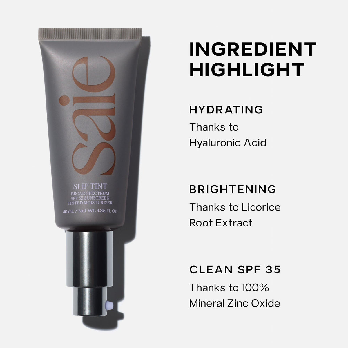 Saie Slip Tint Tinted Sunscreen for Face, SPF 35, Three + Half (1.35 oz) Saie