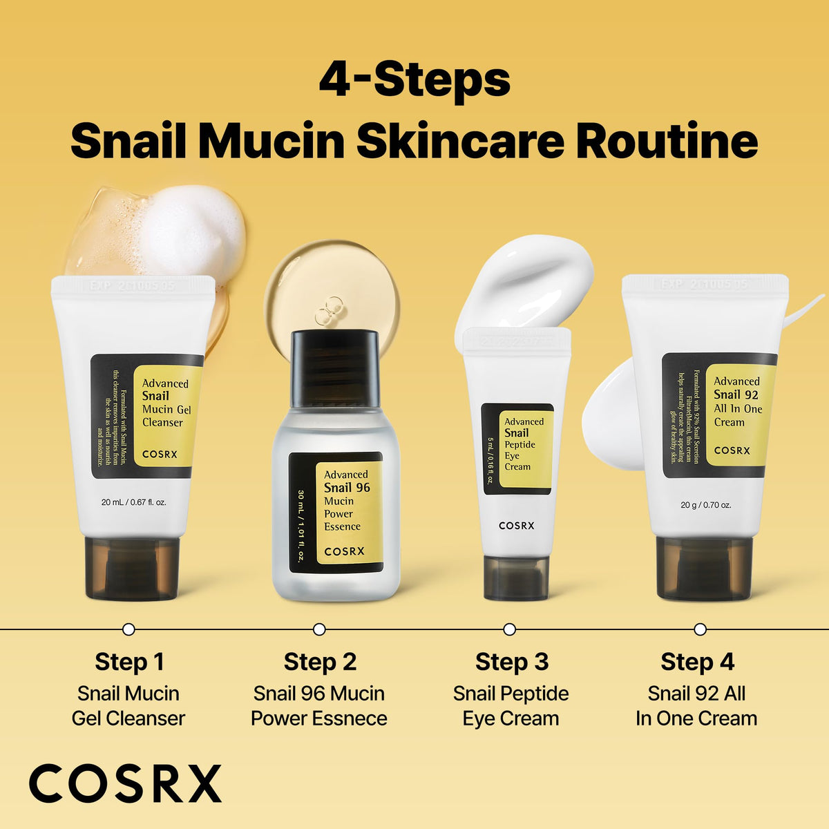 COSRX All About Snail Mucin Korean Skin Care Set, Mini Travel Essentials COSRX