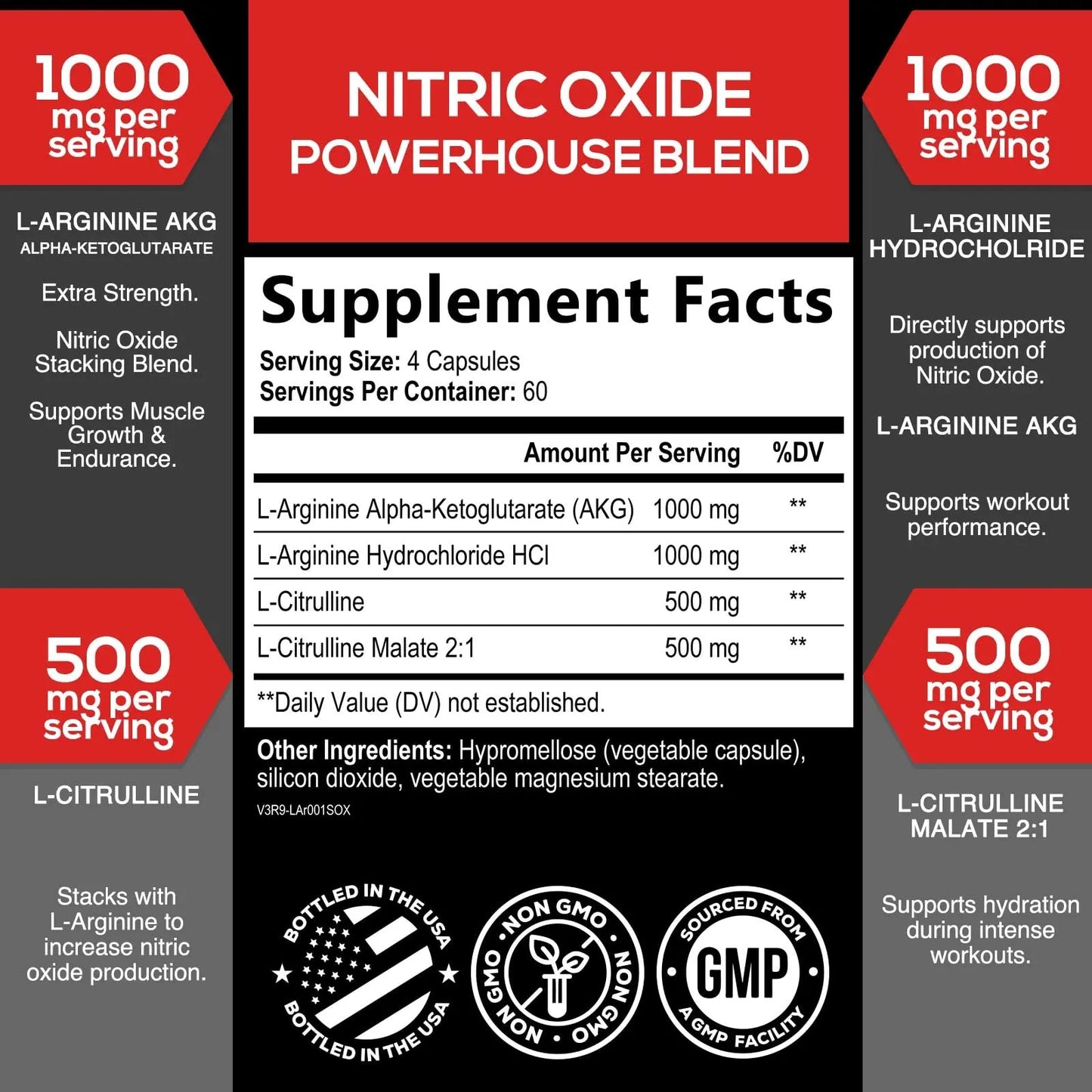 Extra Strength Nitric Oxide Booster - 3X Strength L-Arginine AKG & Citrulline Malate - Men & Women Premium Pre Workout Nitric Booster - Natural Energy & Muscle Support SILVERONYX