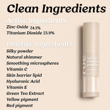 Roe Wellness- SPF 50 Powder Sunscreen Mineral-Based, Non-Toxic Brush-on For Kids, Adults & Babies | For Scalp, Face & Body (Reef Safe)