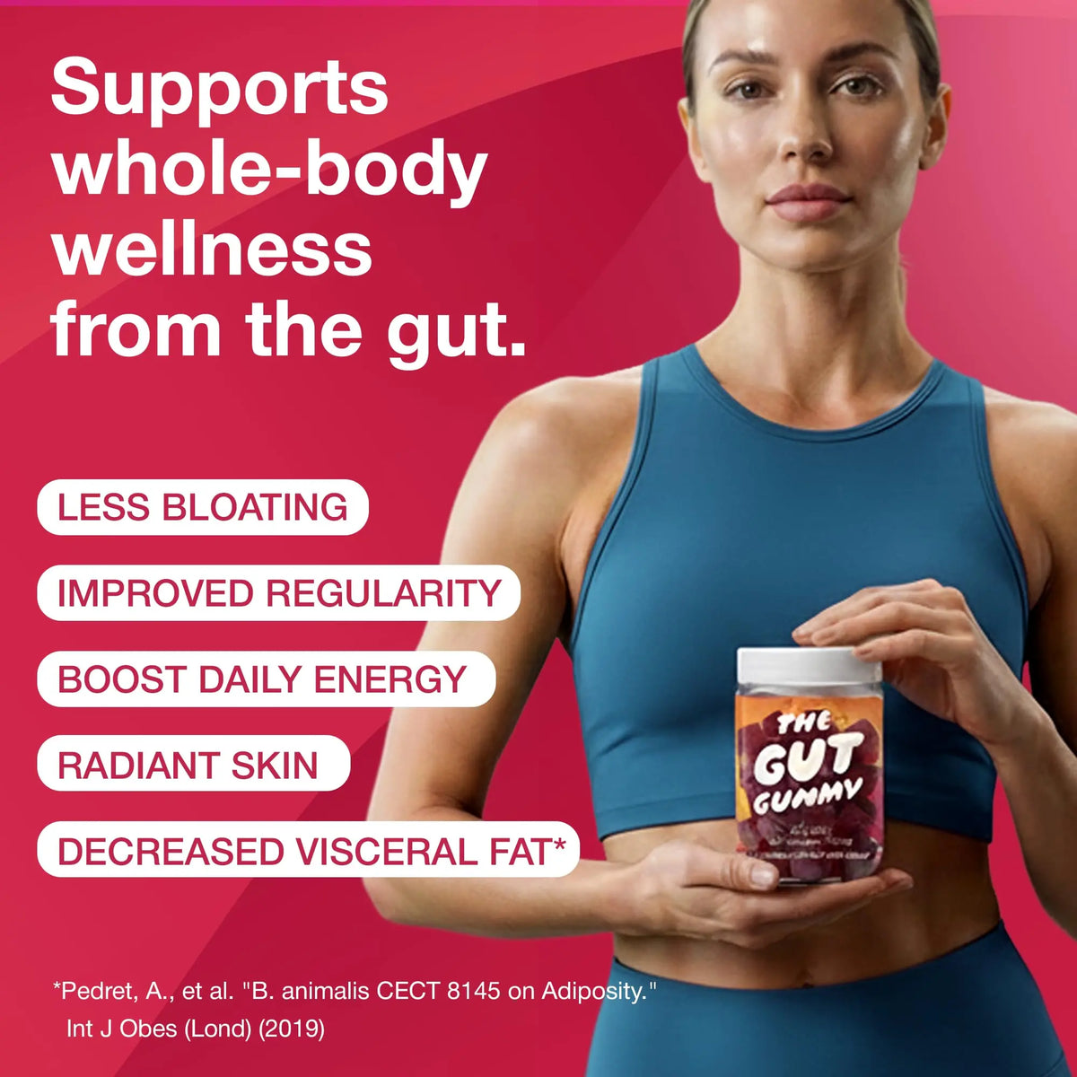 The Gut Gummy, 360° Daily Gut Reset, Full-Spectrum Tribiotic for Women & Men, Prebiotics Probiotics Postbiotics for Bloating, Belly Fat, Skin & Immune Support, Sugar Free Tart Cherry Gummies, 60 Count The Gut Gummy