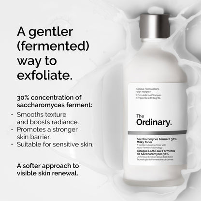 The Ordinary Saccharomyces Ferment 30% Milky Toner, Exfoliating and Hydrating Toner for Smoother, Brighter Skin, 3.4 Fl Oz The Ordinary