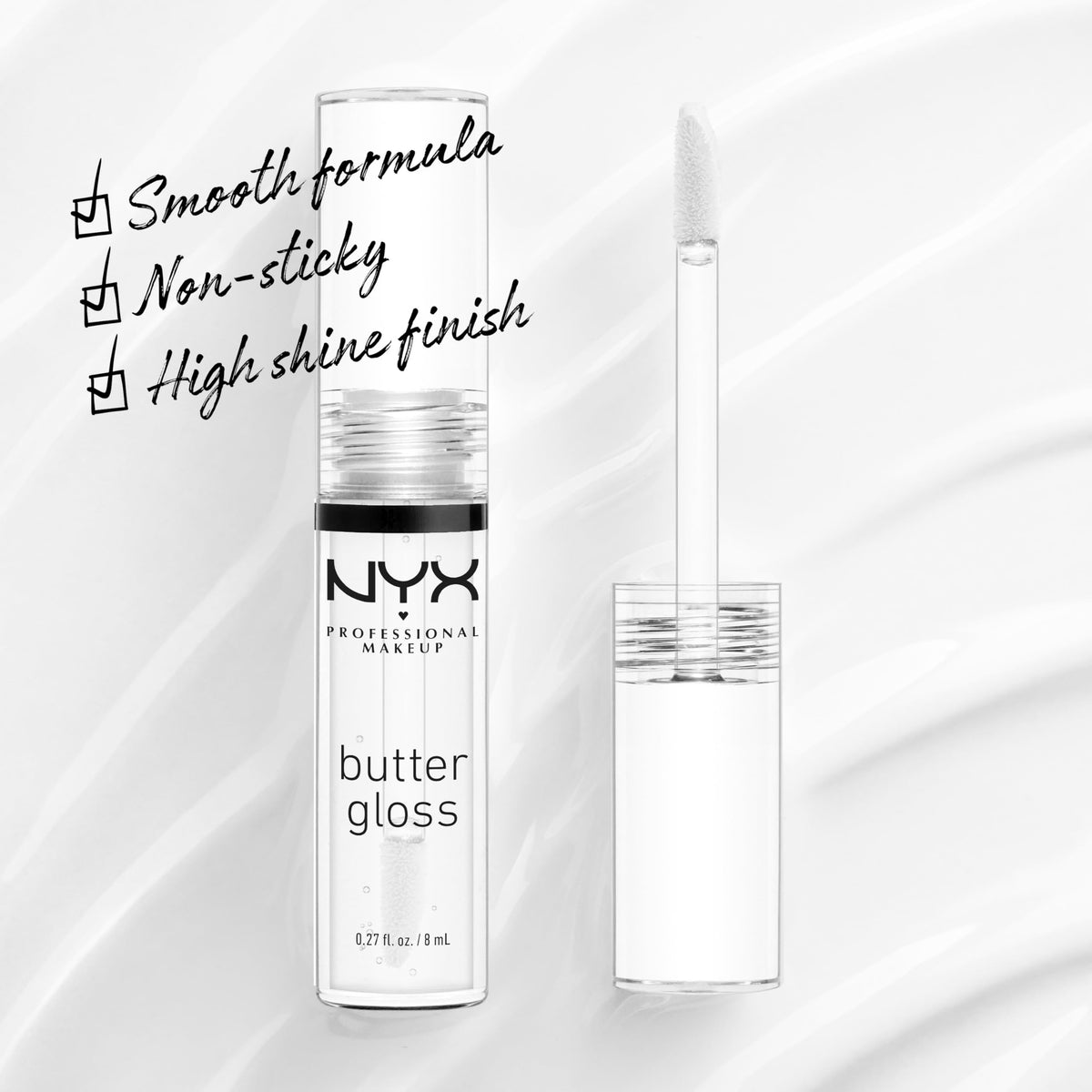 NYX PROFESSIONAL MAKEUP Butter Gloss, Non-Sticky Lip Gloss - Sugar Glass ,Clear NYX PROFESSIONAL MAKEUP