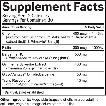 BRAINMD Balance My Blood Sugar Metabolic Wellness Supplement | Chromium, Cinnamon Extract, Alpha-Lipoic Acid, Berberine, 30 Servings