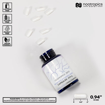 Nootropics Depot Palmitoylethanolamide (Pea) 400mg Capsules | Micronized Pea | Joint, Nerve, & Cellular Support | Daily Comfort | High Purity | Supplement for Women and Men | 60ct