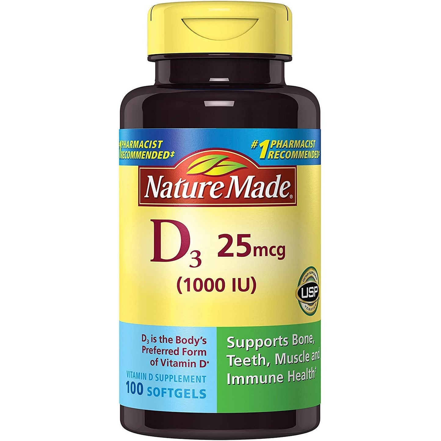 Nature Made Vitamin D3 1000 IU (25 mcg), 300 Vitamin D Softgels | Vitamin D Supplement for Immune, Bone, Teeth and Muscle Health Support, 300 Day Supply Gsupps Australia