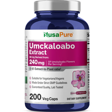 NusaPure Umckaloabo 4:1 Extract, 60 mg Equivalent to 240 mg Veggie Caps 200 Count (Non-GMO, Vegan) NusaPure buy australia supplements