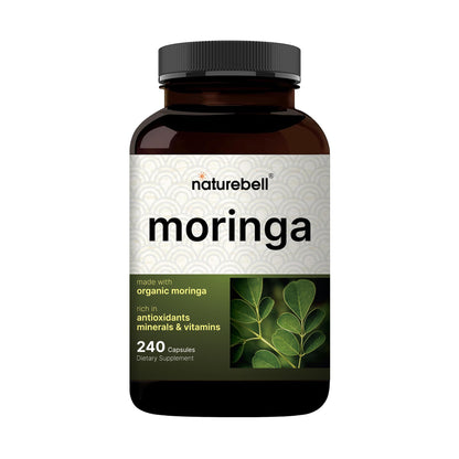 NatureBell Moringa - 240 Capsules - Organic Moringa for Immune, Energy & Skin Health Support - Green Superfood Properties NatureBell