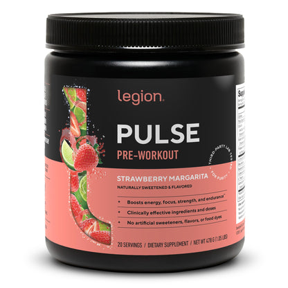 LEGION Pulse Pre Workout Supplement - All Natural Nitric Oxide Preworkout Drink to Boost Energy, Creatine Free, Naturally Sweetened, Beta Alanine, Citrulline, Alpha GPC (Fruit Punch)