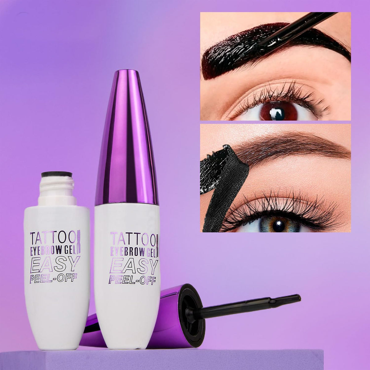 2Pcs Dark Brown Peel Off Brow Tint Gel - Waterproof & Sweatproof Tattoo Effect, Transfer-Resistant Multi-Day Wear, All Skin Types Mother’s Day Women's Day Gift Set GHFCZOO