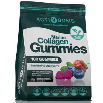 Marine Collagen Complex 180 Gummies. Strawberry & Blueberry Flavour. Resealable & Recyclable Pouch. Contains Marine Collagen, Vitamin C Activ Gums buy australia supplements