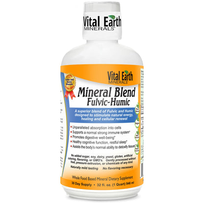 Vital Earth Minerals Fulvic Humic Mineral Blend Liquid – Fulvic Acid Supplement with 70+ Trace Minerals, Electrolytes for Recovery Vital Earth Minerals