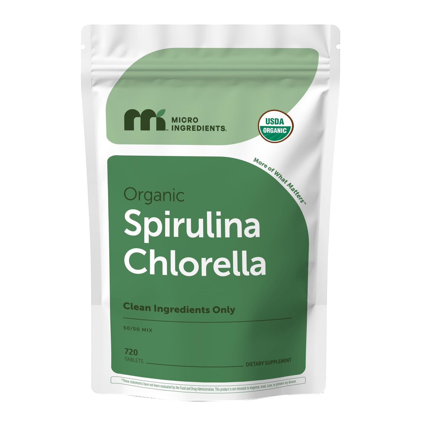 Micro Ingredients Organic Spirulina Chlorella Tablets, 720 Count | 4 Month Supply | 50/50 Algae Blend | Broken Cell Wall | Non-GMO, Filler Free Micro Ingredients