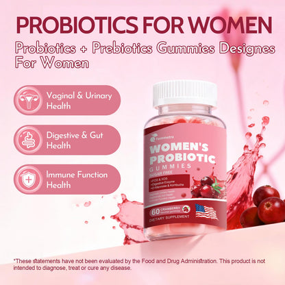 Femmetra 18-in-1 Probiotics for Women with Prebiotics - 200 Billion CFU with Digestive Enzyme, Cranberry, Kombucha - Sugar-Free Vaginal Gummies, Femmetra