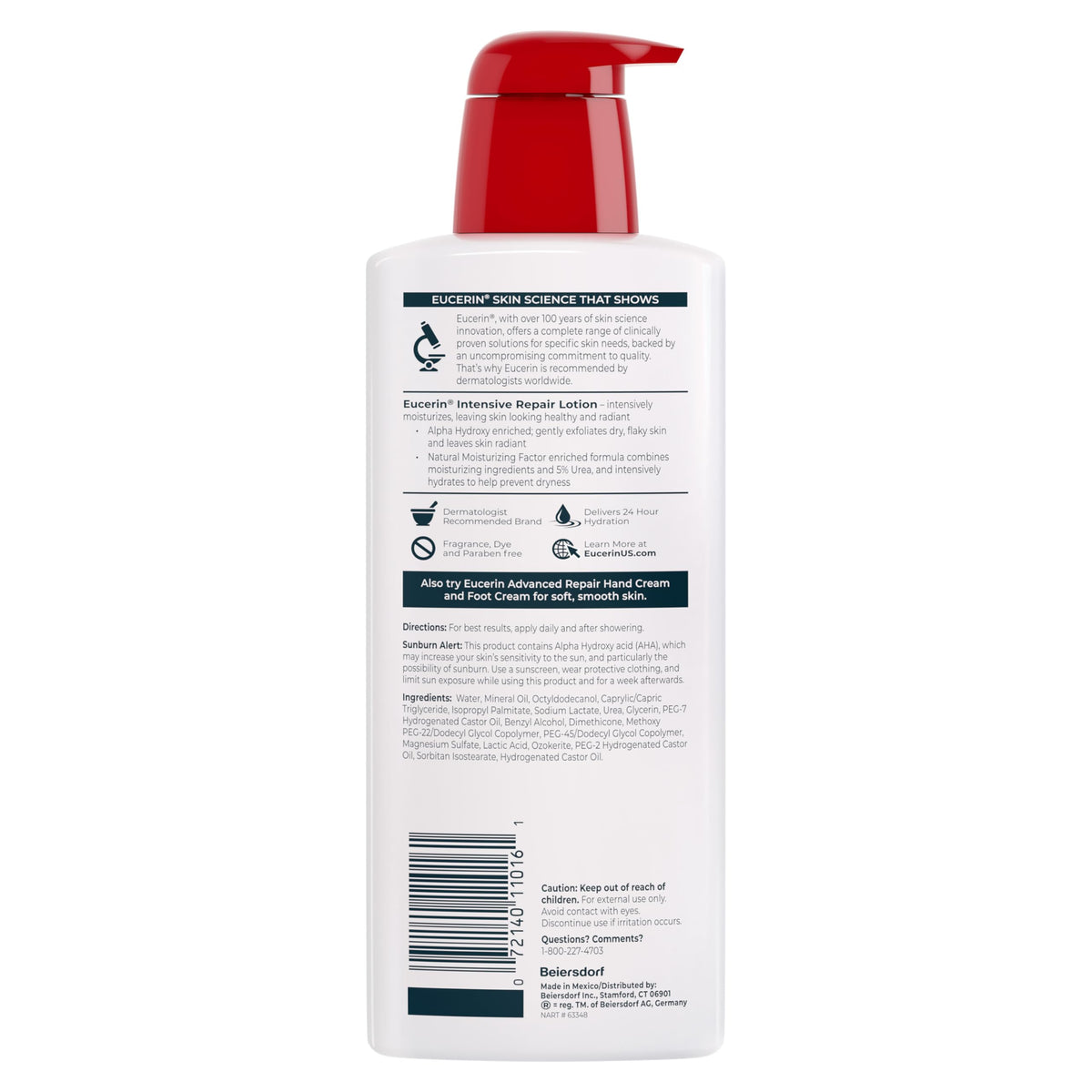 Eucerin Intensive Repair Body Lotion with Urea, AHA and NMF, 16.9 FL OZ Eucerin