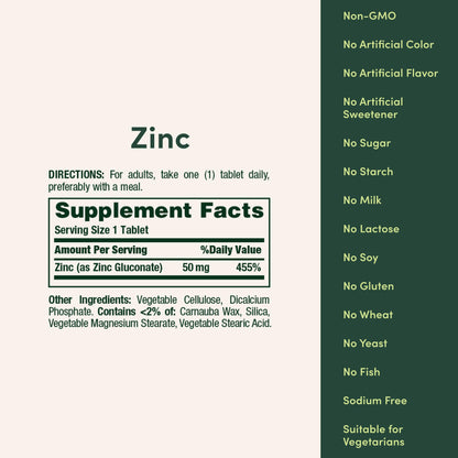 Nature’s Bounty Zinc 50mg, Immune Support & Antioxidant Supplement, Promotes Skin Health, 1 Caplet Per Day, Gluten Free, 250 Vegetarian Caplets Nature's Bounty